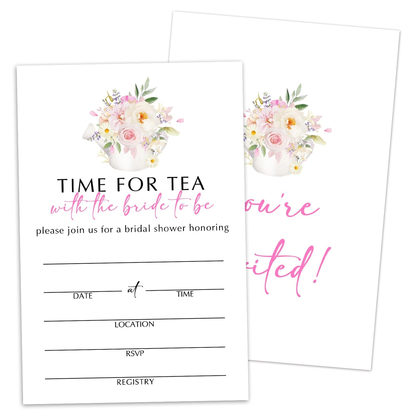 50 Years Anniversary Bridal Shower Invitations Cards, Set of 25 Gold Foil Floral Fill in Style 50th Year Wedding Invites Cards with Envelopes for Couples Marriage Party Supplies-T05 WN420