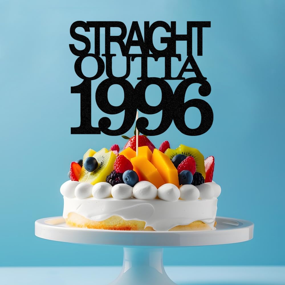 Black Glitter Straight Outta 1961 Cake Topper,Hello 65,Funny 65th | Birthday Cake Topper,65 Fabulous,Cheer to 65 Years,Men and Women 65th Birthday/Wedding/Anniversary Party Decorations BST202
