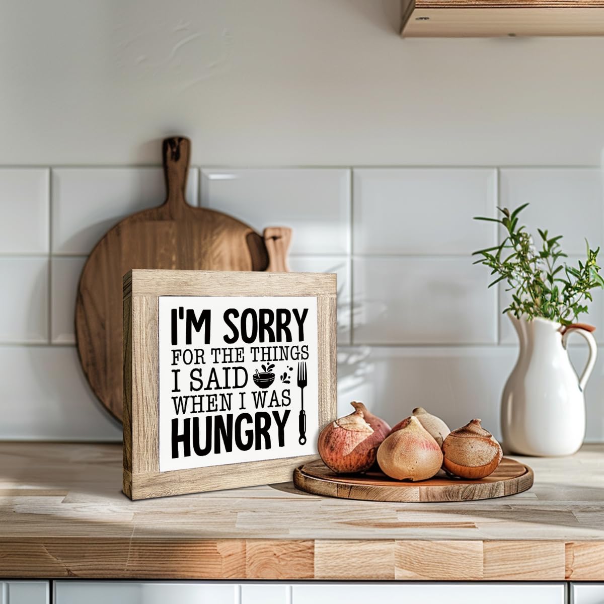 Just A Spoonful of Sugar Sign, Coffee Decor Sign, Rustic Kitchen Box Signs, Coffee Station Decor, Modern Farmhouse Home Decors for Kitchen Bar, Cafe Decors, Freestanding Wooden Plaque BST326L