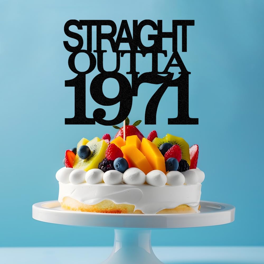Black Glitter Straight Outta 1961 Cake Topper,Hello 65,Funny 65th | Birthday Cake Topper,65 Fabulous,Cheer to 65 Years,Men and Women 65th Birthday/Wedding/Anniversary Party Decorations BST202