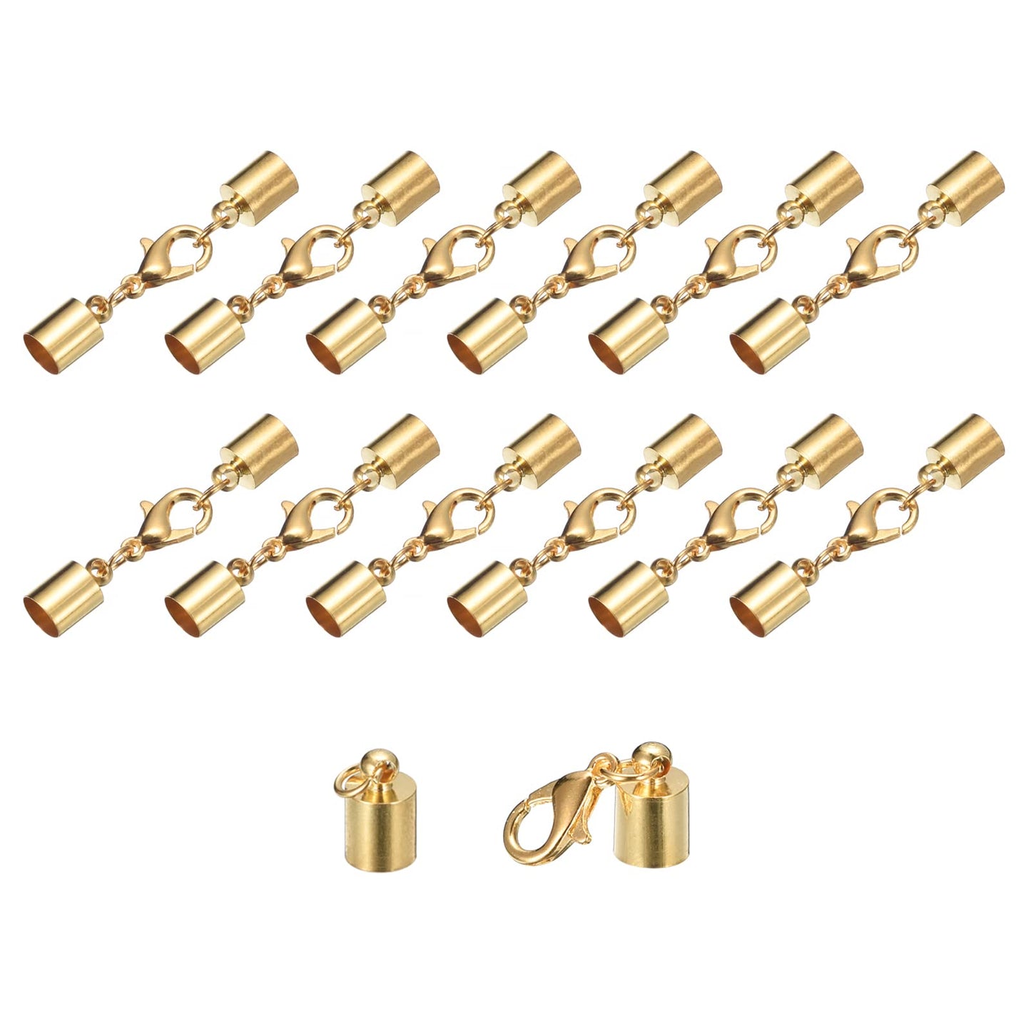 uxcell 20Sets Leather Cord End Caps with Lobster Claw Clasps Fit 4.5mm Cords, Barrel Terminators for DIY Making Leather Bracelets, Bronze Tone BST326L