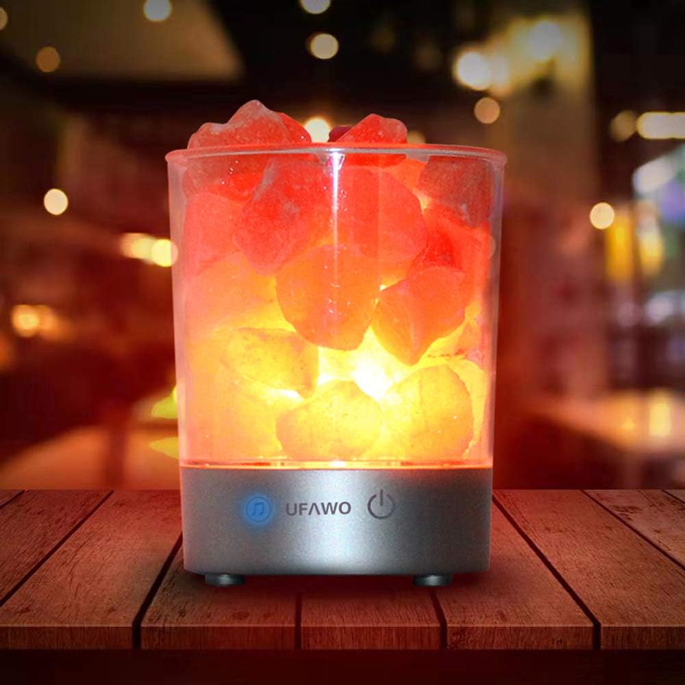 U1 Wireless BT Speaker+Crystal Salt Rock Lamp Sound Box Night Light USB Bedside Table Decorative Lamp Music Loudspeaker