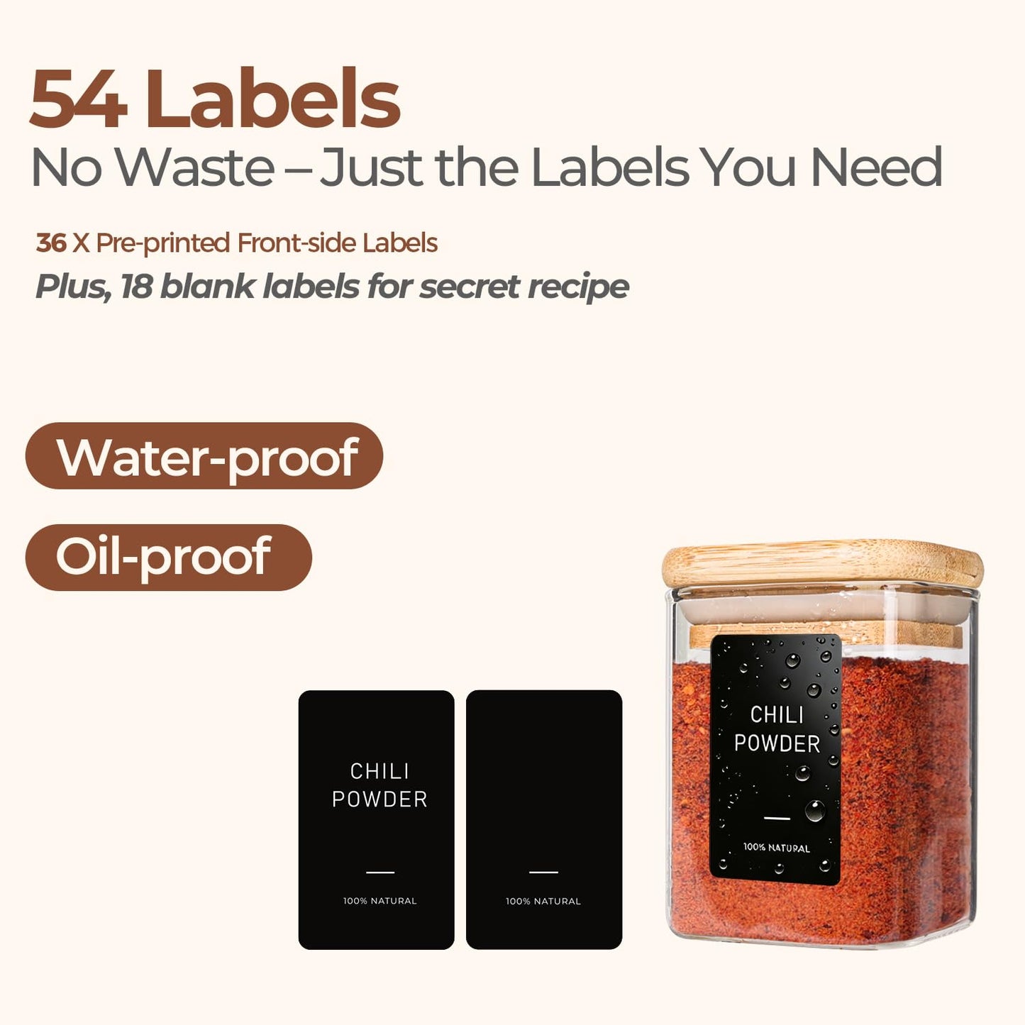 ComSaf 0.6 Qt Glass Food Storage Jars Set of 6, Clear Storage Containers with Airtight Lids, Pantry Organization Jar, Spice Jar, Blooming Tea, Coffee and Sugar Container, Canister Set for Kitchen BST220