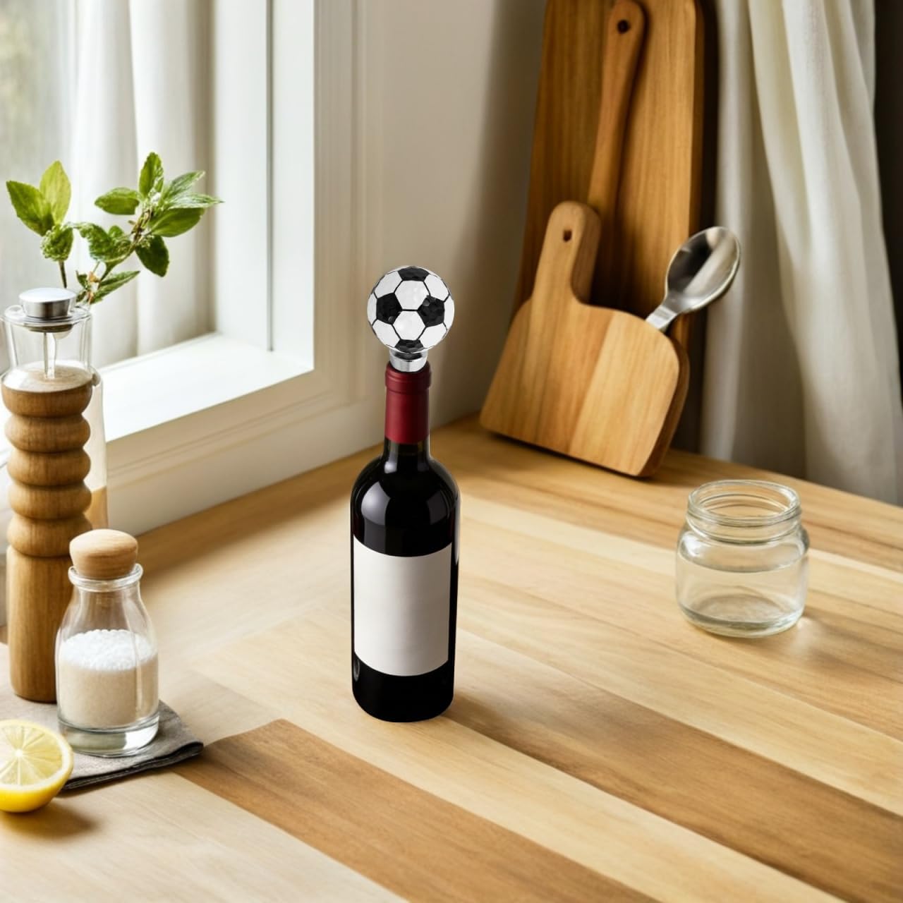 1 Ball Wine Stopper - Decorative Silicone And Alloy Bottle Sealer For Red Sparkling Drinks Novelty Sports Gift Preserver For Home Party Bar Decor BST202