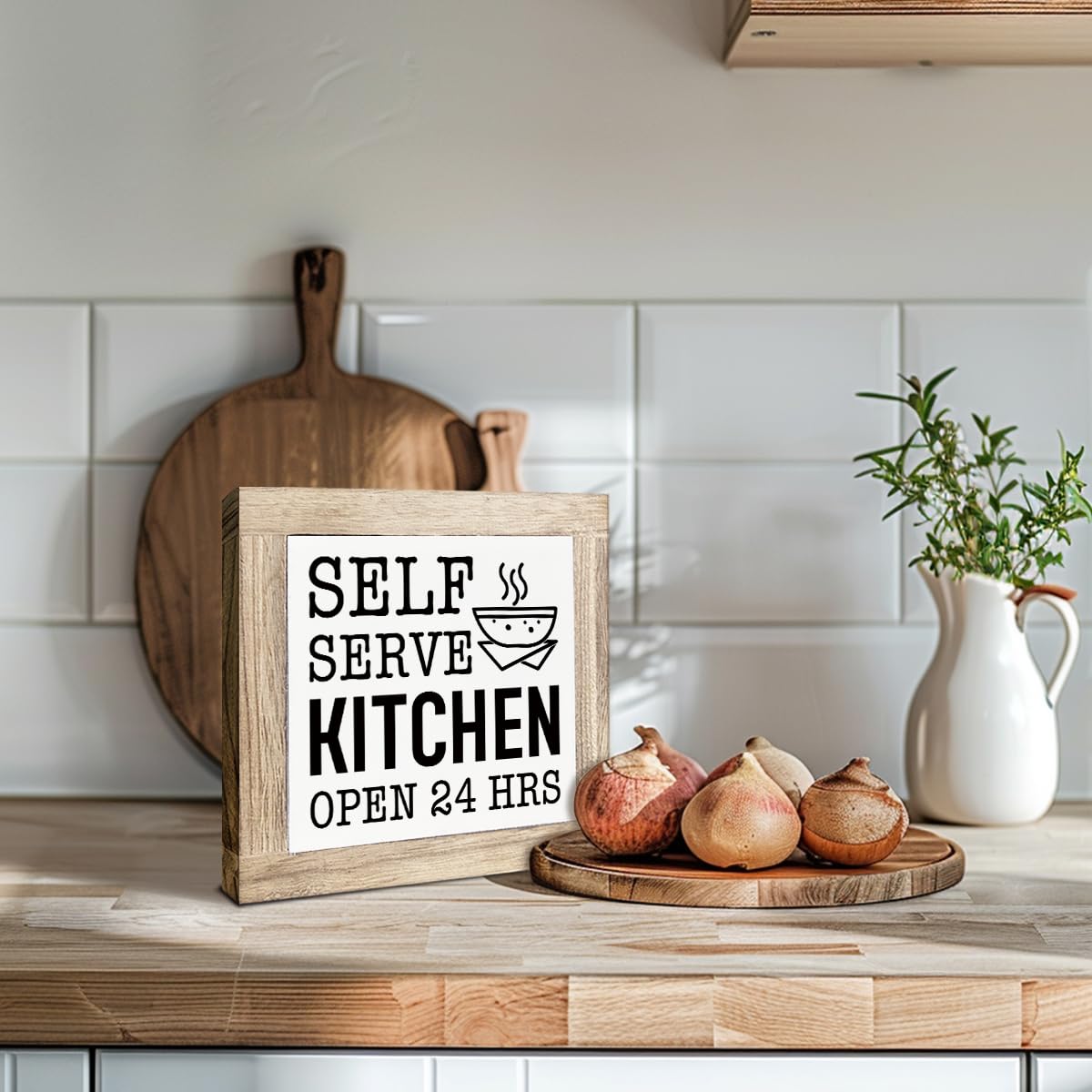 Just A Spoonful of Sugar Sign, Coffee Decor Sign, Rustic Kitchen Box Signs, Coffee Station Decor, Modern Farmhouse Home Decors for Kitchen Bar, Cafe Decors, Freestanding Wooden Plaque BST326L