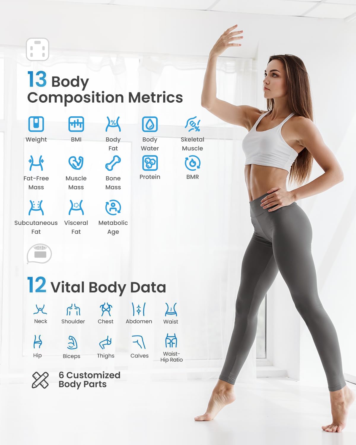 RENPHO Smart Scale for Body Weight, FSA&HSA Eligible, Bathroom Digital Scale with BMI, Body Fat, Bluetooth Fitness Equipment Sync with Apps, Accurate for Weight Loss, Home Use, 400 lbs - Elis 1