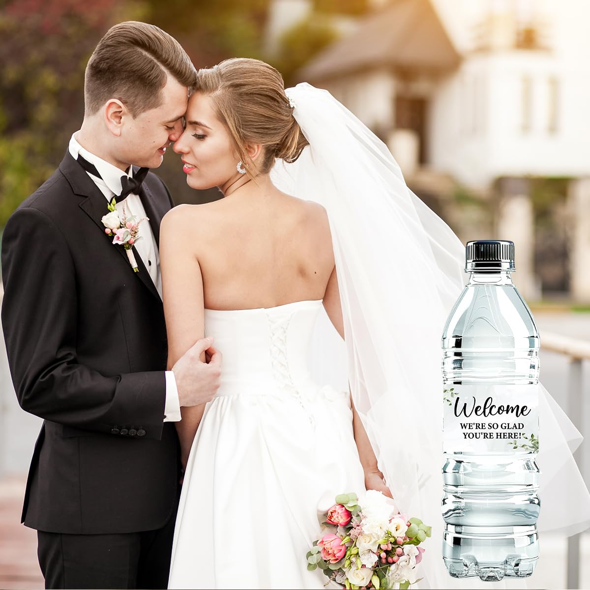 100 Pcs Wedding Water Bottle Labels Floral Wedding Bottle Stickers | Water Bottle Labels Sticker for Wedding Bridal Shower Prom Graduation Party Table Decoration Supplie BST326H