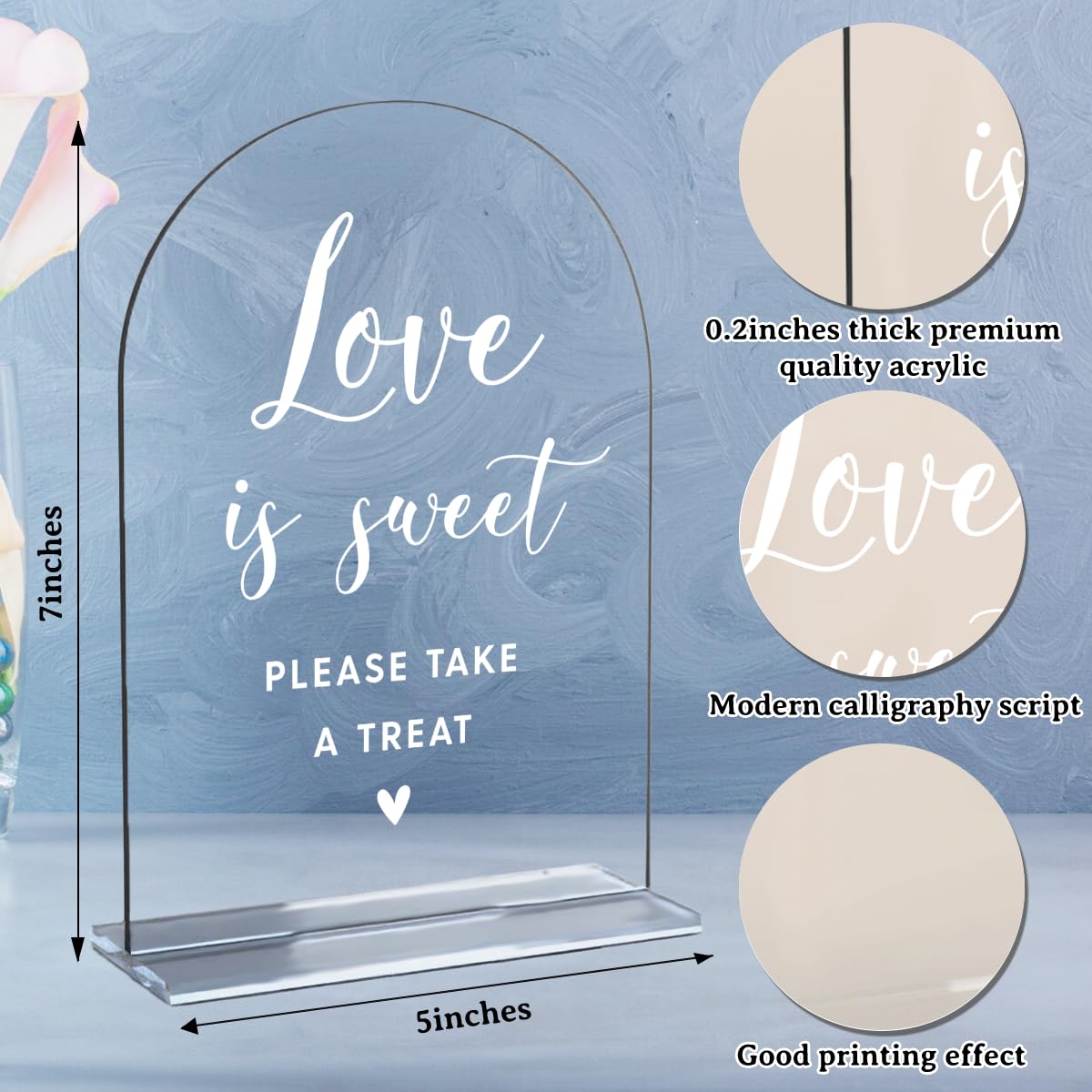 Acrylic Wedding Signs, Bridal Shower Decorations, Modern Arched Round Top Acrylic Table Top Sign with Holder for Wedding Reception Party Dinner - Can't Wait to See What Develops (Clear) BST326L