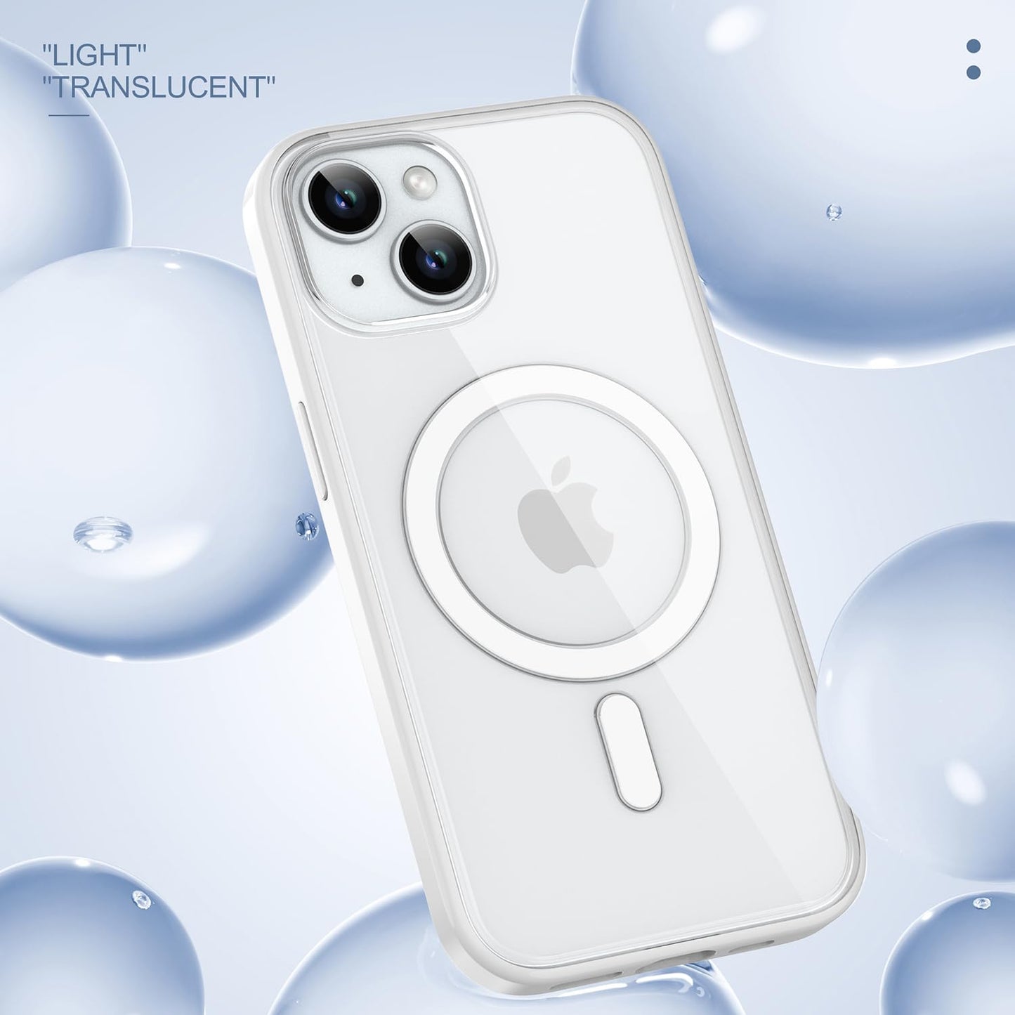 PULOKA for iPhone Case Compatible with Magsafe, Color Bumper & Clear TPU Back Hybrid Shockproof Cover (White, iPhone 16 Pro Max) WN420