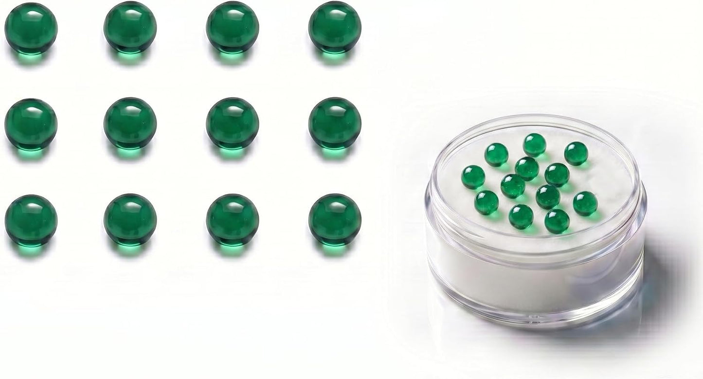 Emerald Pearls, 3mm OD Size Emerald Beads - 12 Pack - 3mm Size Emerald Pearl Accessories for Dipwand Begleri Beads BST326L