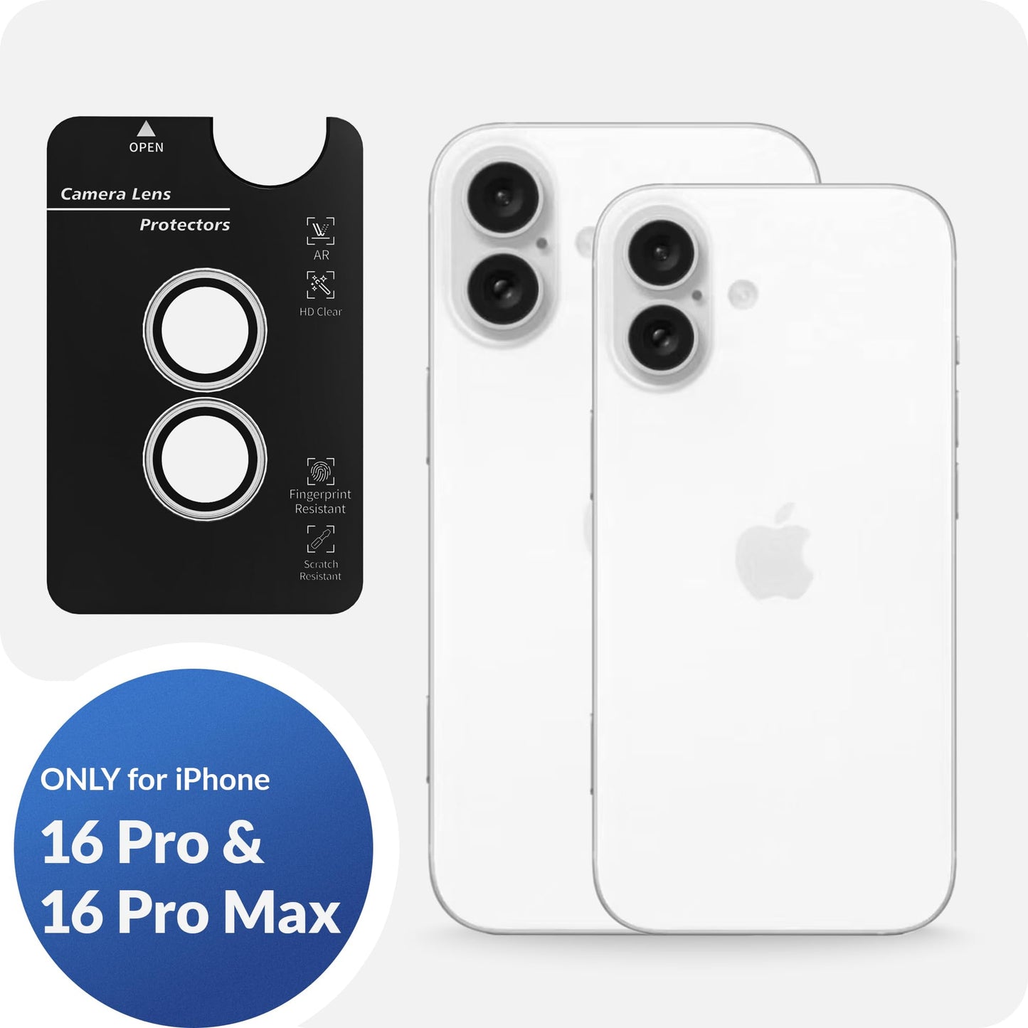 LONLI - for iPhone 16 Pro | 16 Pro Max - Triple Individual Camera Lens Protector - Rainbow Holographic Glitter WN420