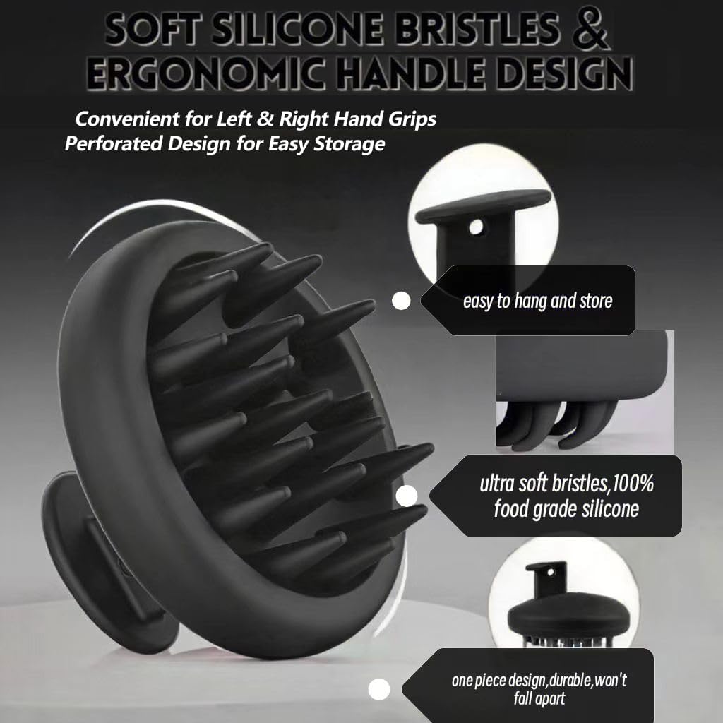 Beard Scrubber Brush Kit for Men, Silicone Beard Brush & Scalp Massager, Beard Exfoliator for Beardruff, Beard Shampoo Brush with Dual-Sided Comb and Mustache Scissors, 3 Piece Grooming Set WN420