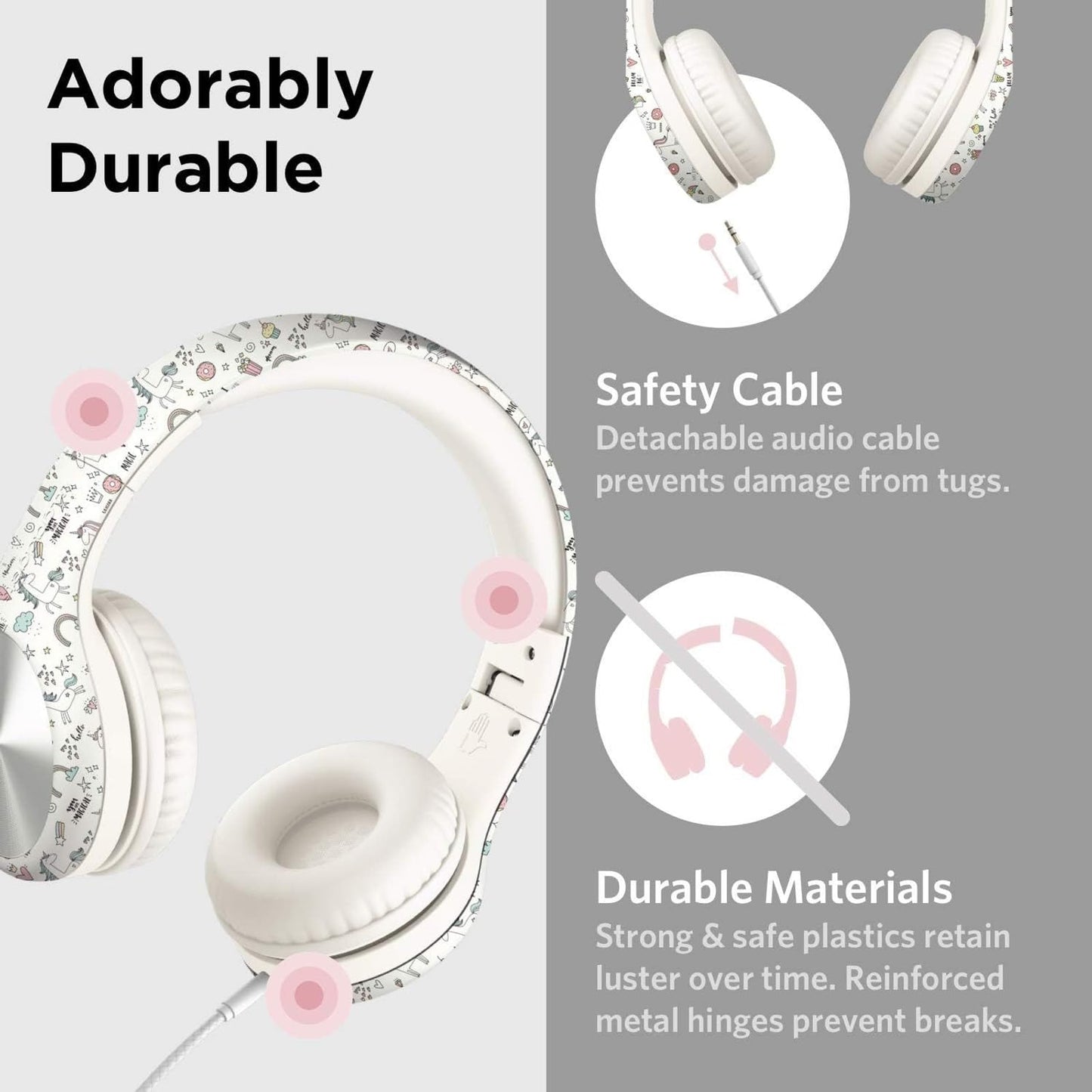 LilGadgets Connect+ Pro Wired Kids Headphones for School with Microphone, Volume Limiting Over-Ear Headset with Cord, SharePort Technology & SoftTouch Padding, Blue