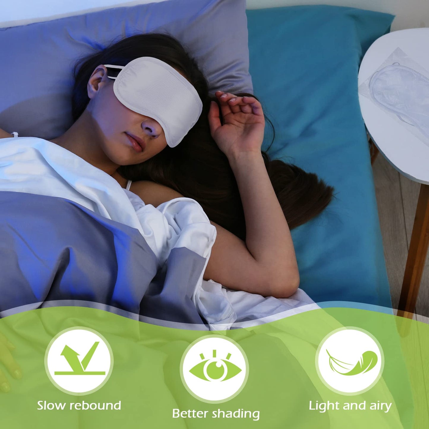 Tarpop 200 Pcs Eye Mask Sleeping Blindfold Eye Cover with Adjustable Strap for Games Party Team Building Travel Individually Wrapped Sleep Mask for Women Men (Blue)