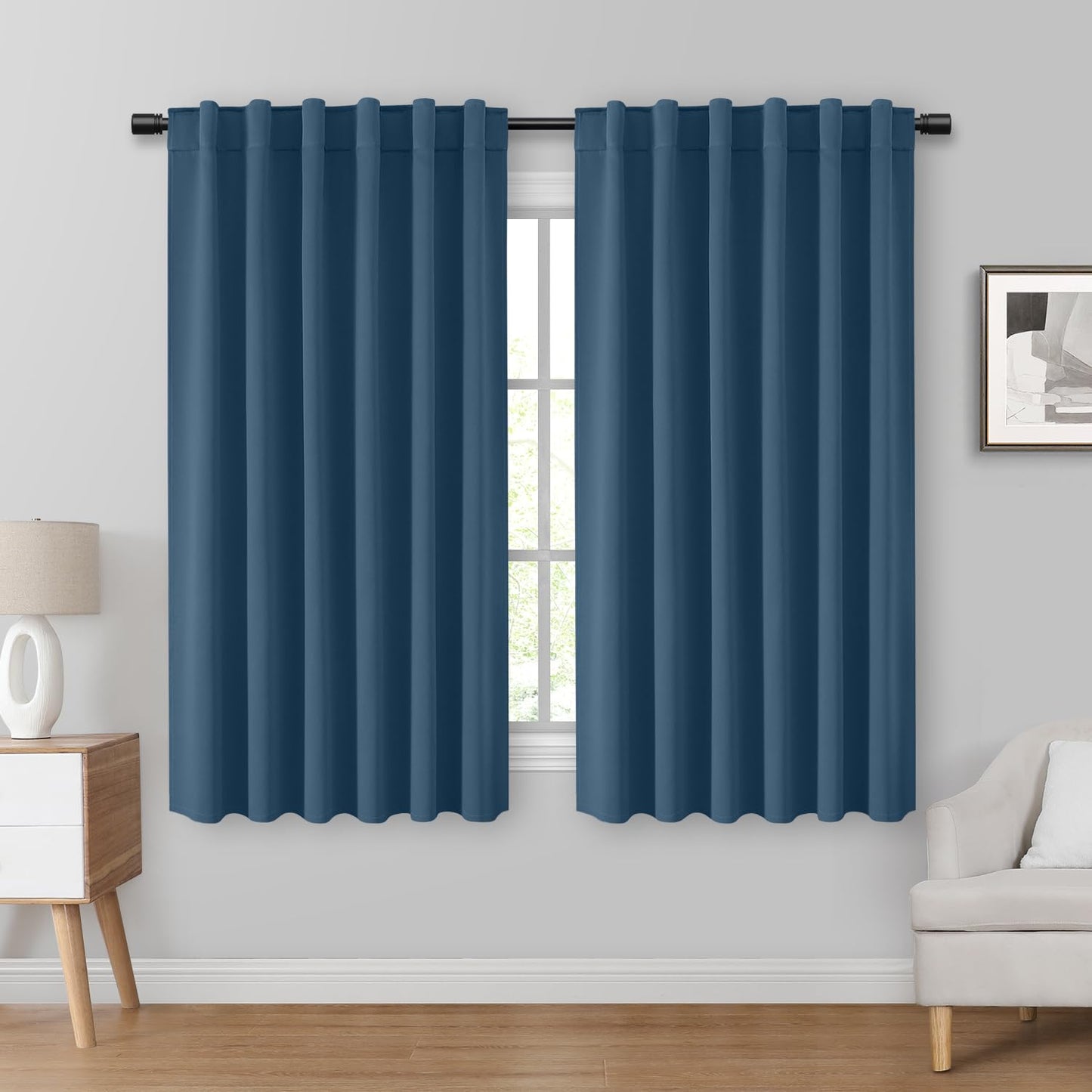 HOMEIDEAS Blackout Curtains, 2 Pages Grey Gray Room Darkening Bedroom Pinch Pleated Curtains Thermal Insulated Back Tab Rod Pocket Drapes for Bedroom, W52 x L63 BST326H