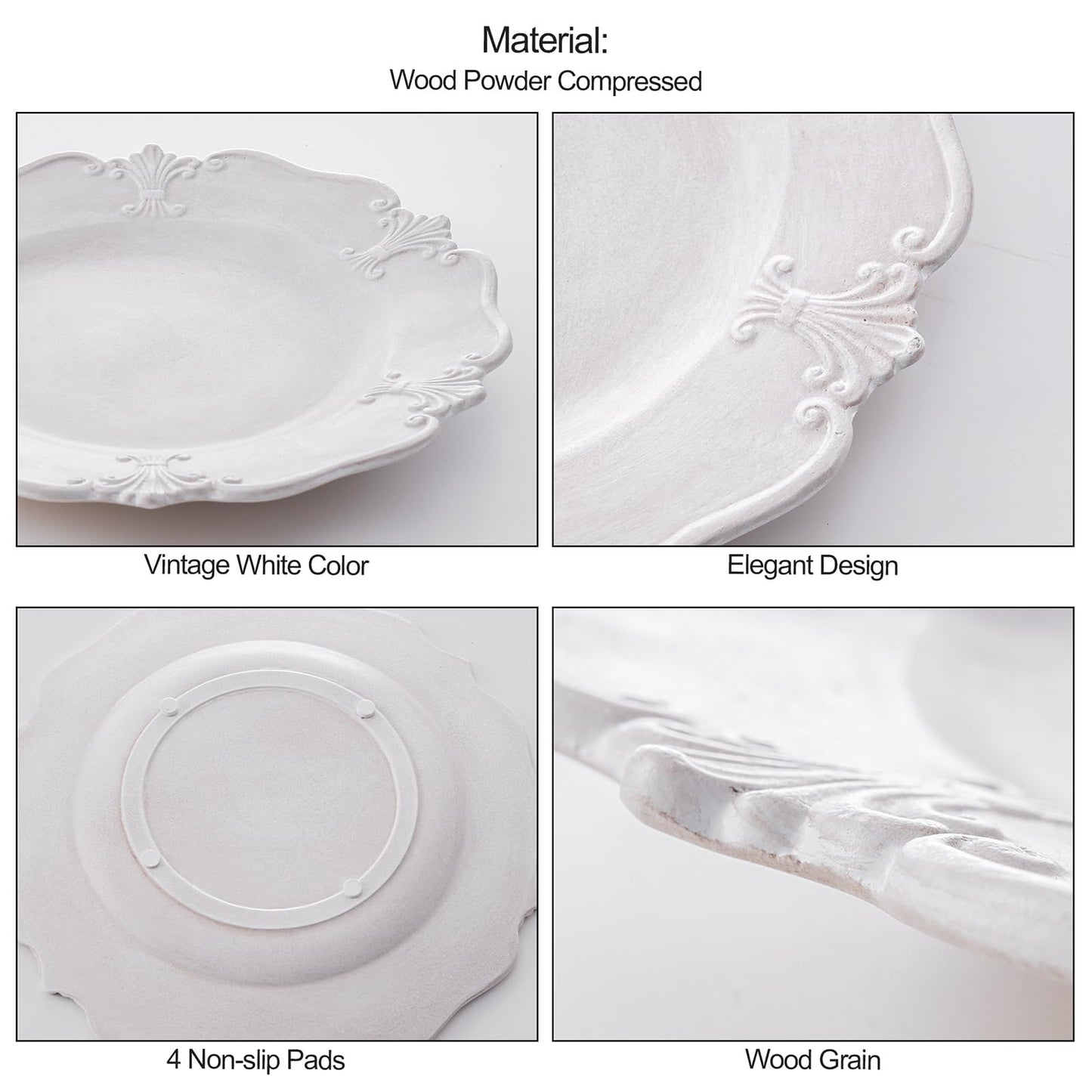 Farmhouse Rustic Coffee Table Tray for Home Decor, Round Wooden Powder Compressed Decorative Tray, Wood Beaded Edges Trays for Living Room, Bathroom, Kitchen Counter- 11.8" Brown and Whitewashed Trays BST326H