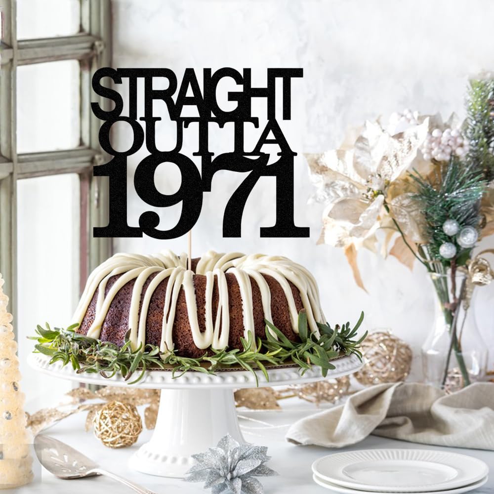 Black Glitter Straight Outta 1961 Cake Topper,Hello 65,Funny 65th | Birthday Cake Topper,65 Fabulous,Cheer to 65 Years,Men and Women 65th Birthday/Wedding/Anniversary Party Decorations BST202