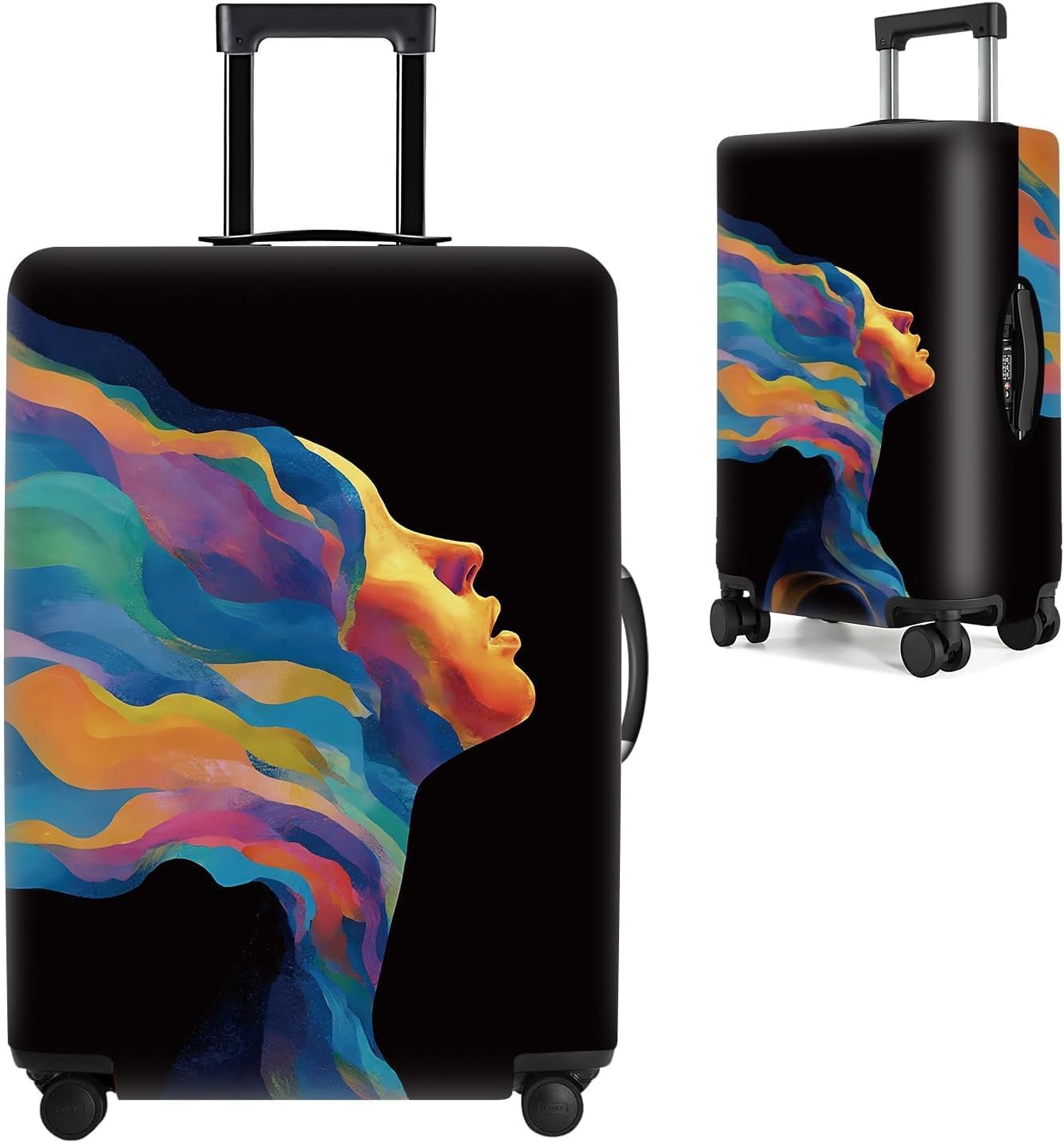 Colorful Abstract Art Luggage Cover – Vibrant Woman Face Design Suitcase Protector – Fits 32 to 34 Inch Travel Luggage,XL BST202