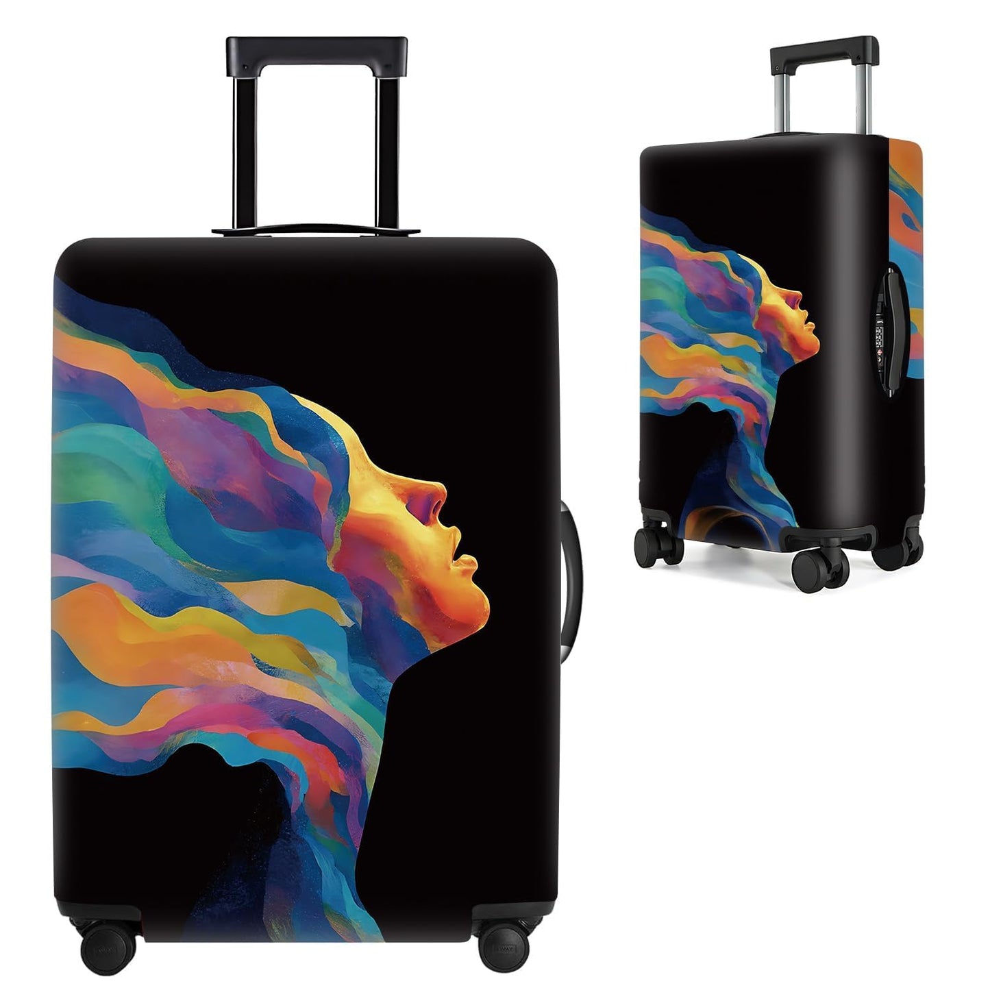 Colorful Abstract Art Luggage Cover – Vibrant Woman Face Design Suitcase Protector – Fits 32 to 34 Inch Travel Luggage,XL BST202