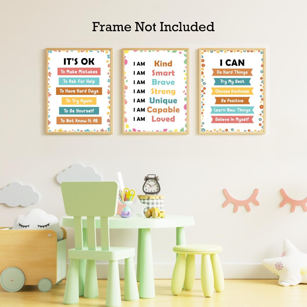 Positive Affirmations Posters for Kids,Inspirational Posters Prints Wall Art for Classroom Nursery Kids Room Home 11x14 Inch Unframed Set of 3 WN420