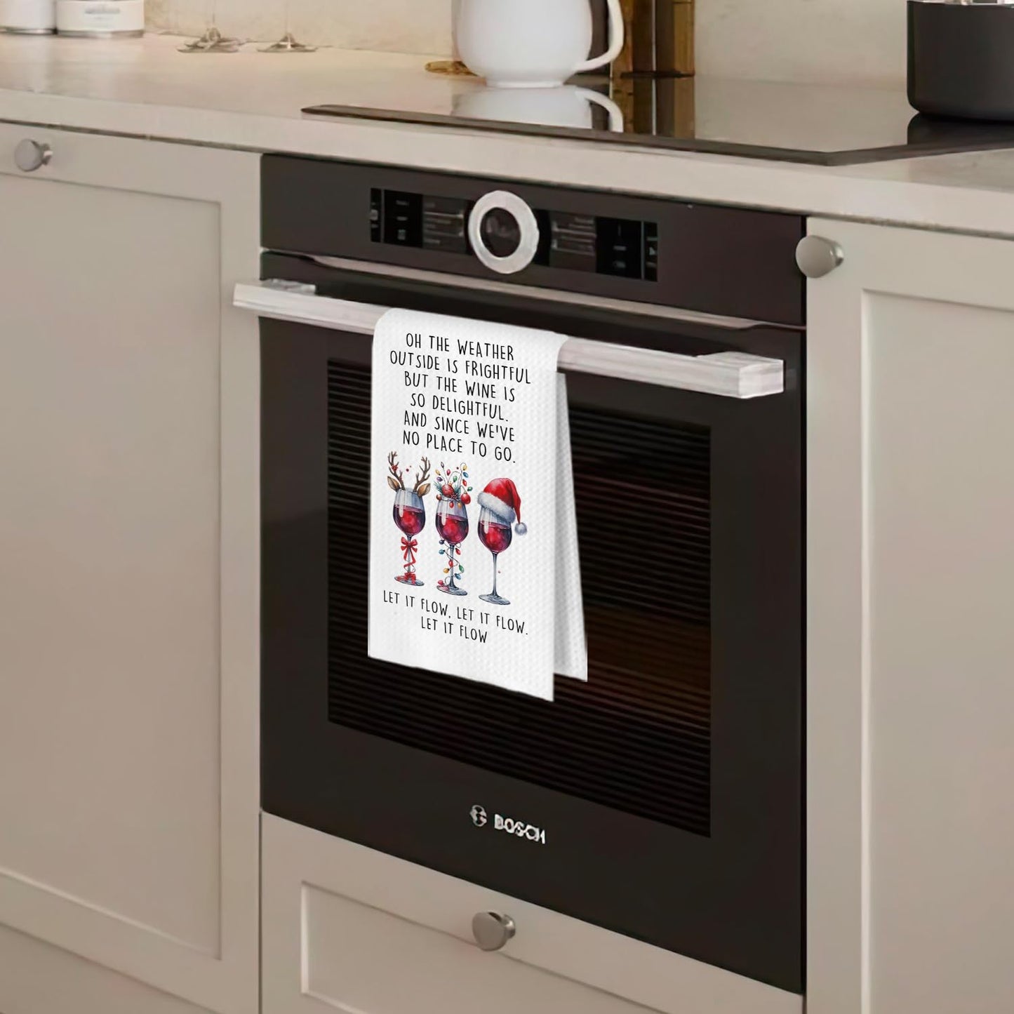 Funny Wine Kitchen Decor - Wine Gifts Waffle Dish Towels for Kitchen, Hostess Gifts Hand Towels, Housewarming Gift Tea Towel, 16x24 Inch BST220