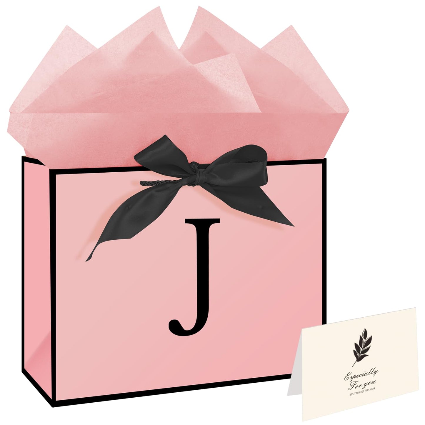 Eaureum Personalized Initial A Gift Bags for Girls Women, 13" Pink Initial A Gift Bags for Birthday Wedding Holidays Party Decorations for Her Girls Women Daughter Granddaughter Friends Wife BST326L