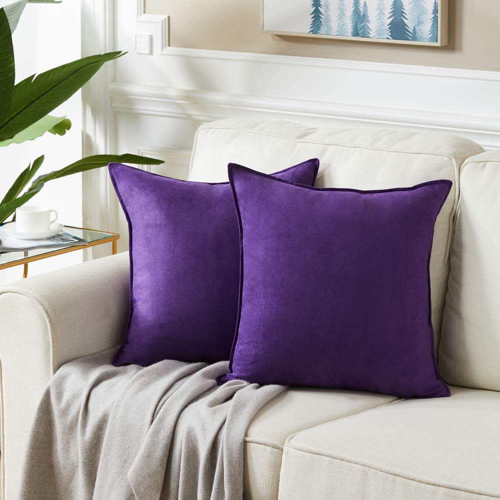 Fancy Homi 4 Packs Olive Green Decorative Throw Pillow Covers 18x18 inch, Super Soft Faux Suede Decor Square Pillow Covers 45x45 cm, Solid Cushion Cover for Couch Living Room Sofa Bedroom BST220
