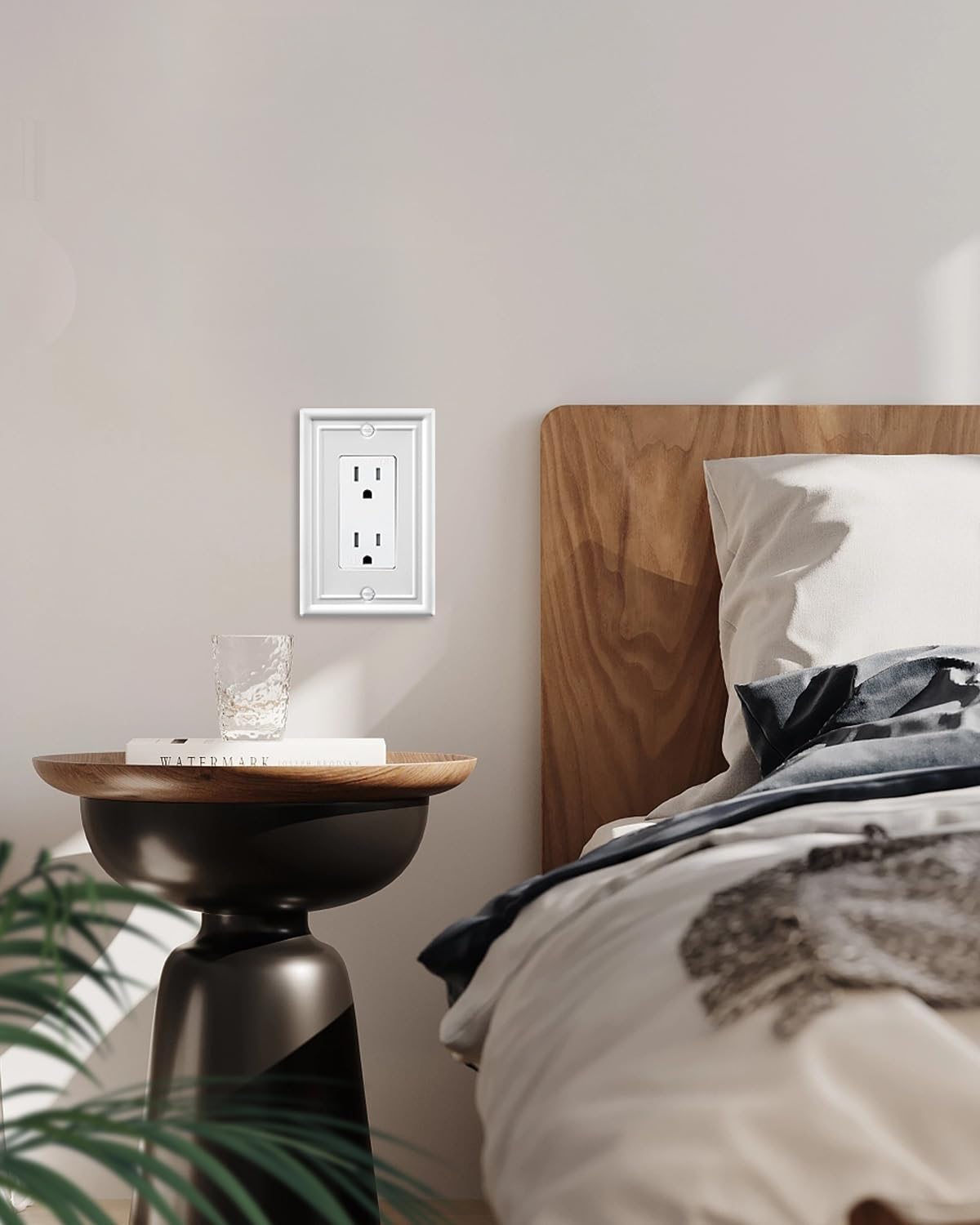 Decorative Metal Wall Plates, Switch Plates Outlet Covers (Off White/1 Decorator 4 Pack) WN420