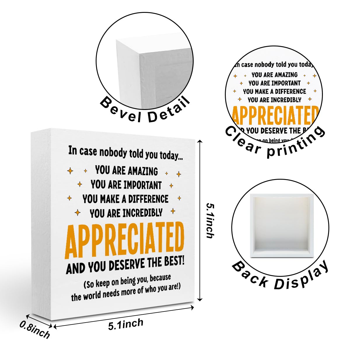 Inspirational Motivational Gifts Employee Appreciation Gifts Wood Box Sign | Daily Affirmations for Women, Little Reminders You are Enough Wooden Box Desk Decorative Sign for Office Desk Table Shelf BST202