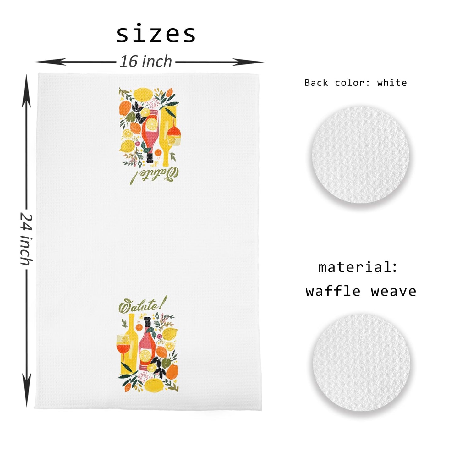 Bon Appetite Modern Kitchen Towels, Farmhouse French Dish Tea Towels for Kitchen, Gifts for Cooking Lovers Decorative Hand Towels, 16x24 Inch WN420