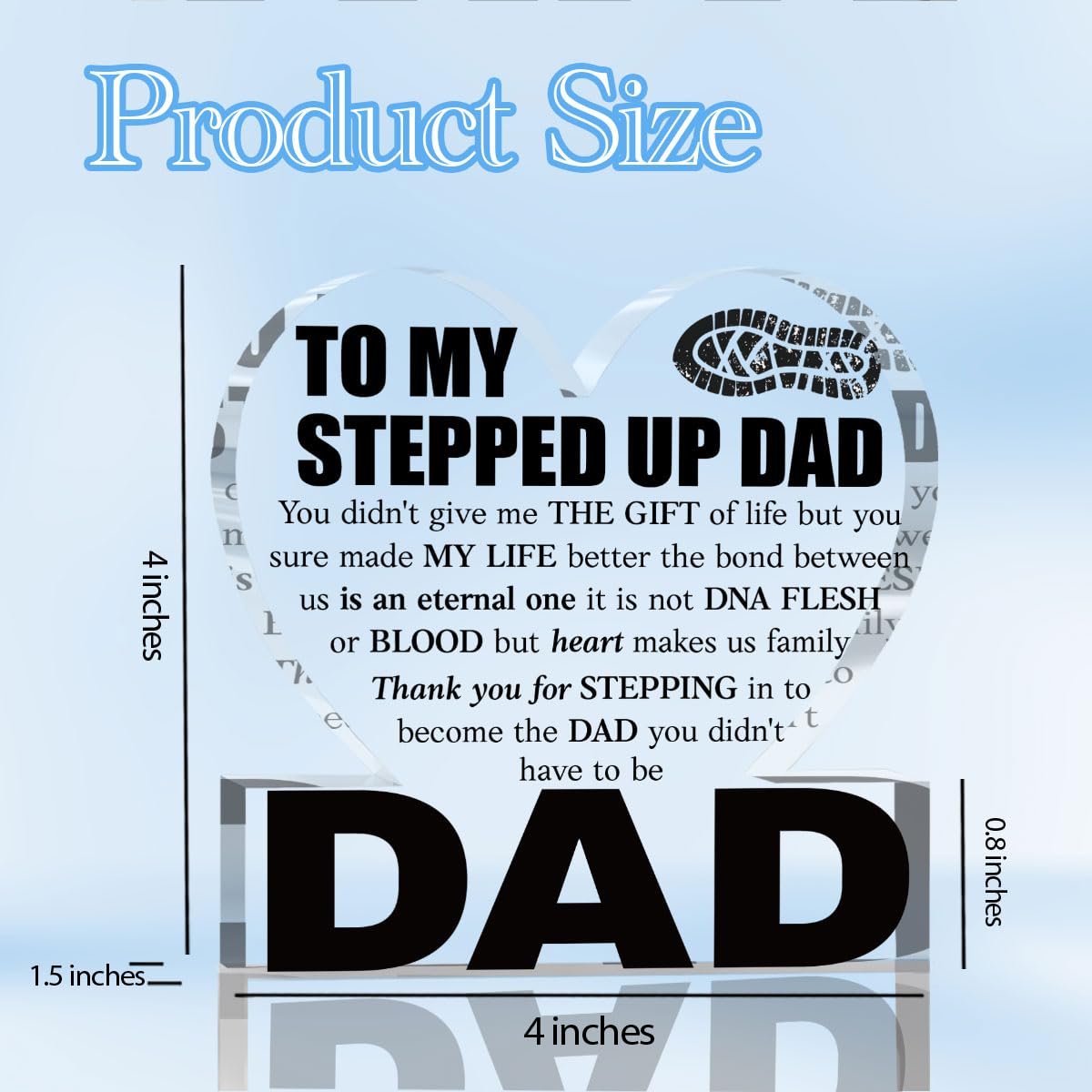 Fathers Day Bonus Dad Gifts Best Stepdad Gifts from Stepdaughter Stepson Funny Birthday Gift for Stepfather Heart Acrylic Sign Decor 4 X 4 Inches BST202
