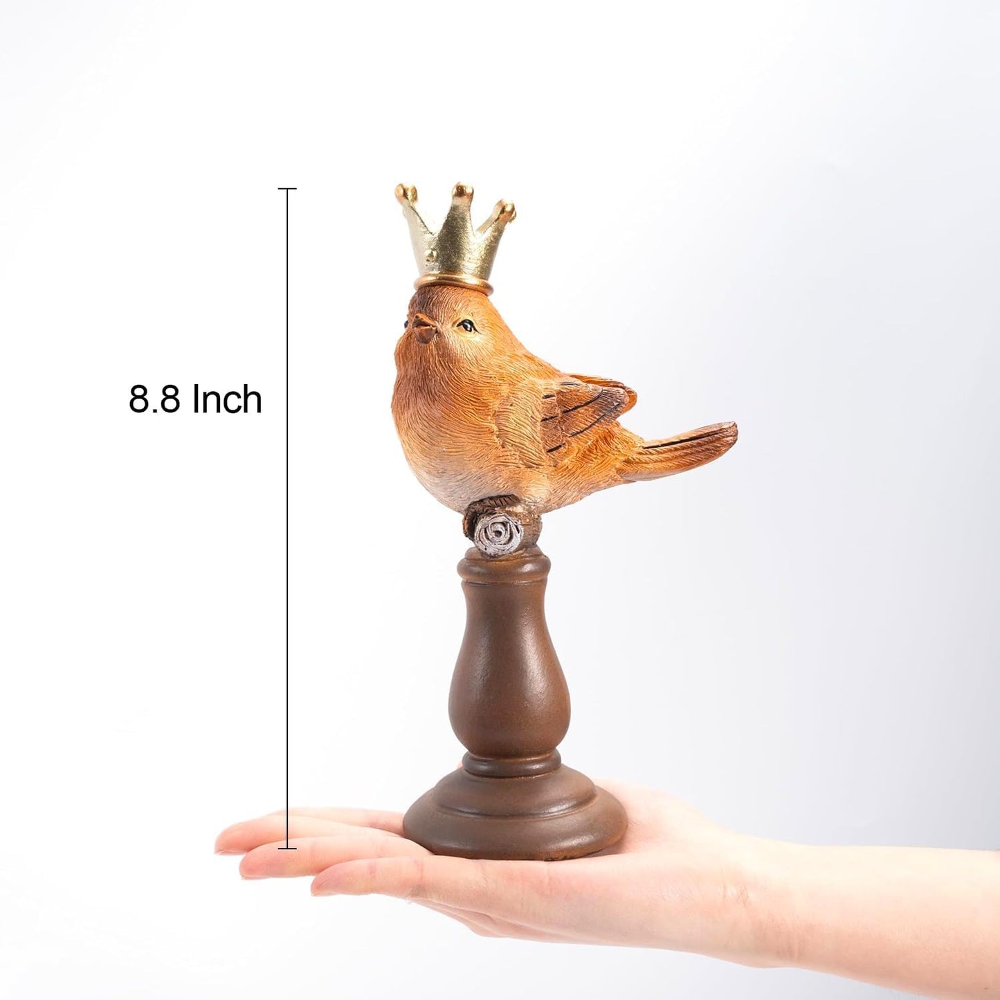 Artpaul Bird Figurines Home Decor Bird Statue with Gold Crown for Shelf Decor & Coffee Table Accents Bird Decorations for Home, Office, Living Room - Bird Gifts for Bird Lovers, Housewarming BST326H