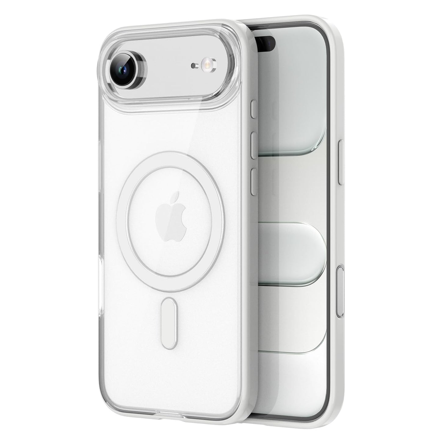 PULOKA for iPhone Case Compatible with Magsafe, Color Bumper & Clear TPU Back Hybrid Shockproof Cover (White, iPhone 16 Pro Max) WN420
