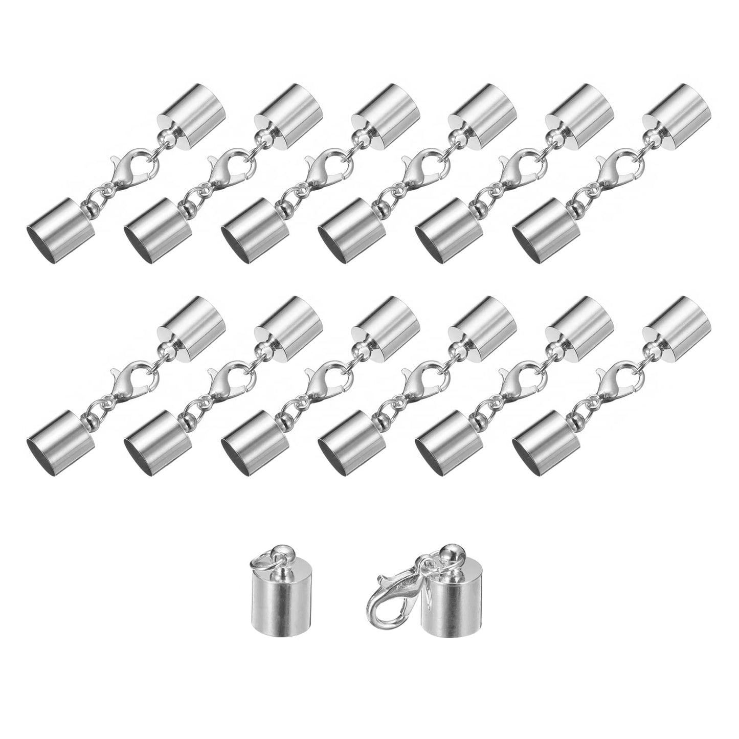 uxcell 20Sets Leather Cord End Caps with Lobster Claw Clasps Fit 4.5mm Cords, Barrel Terminators for DIY Making Leather Bracelets, Bronze Tone BST326L