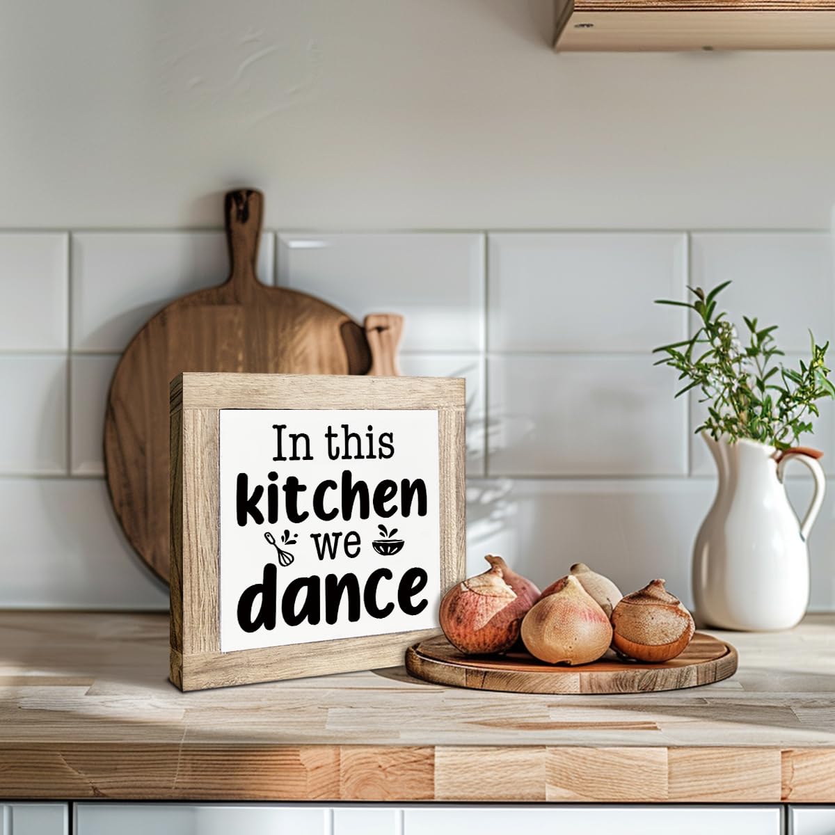 Just A Spoonful of Sugar Sign, Coffee Decor Sign, Rustic Kitchen Box Signs, Coffee Station Decor, Modern Farmhouse Home Decors for Kitchen Bar, Cafe Decors, Freestanding Wooden Plaque BST326L