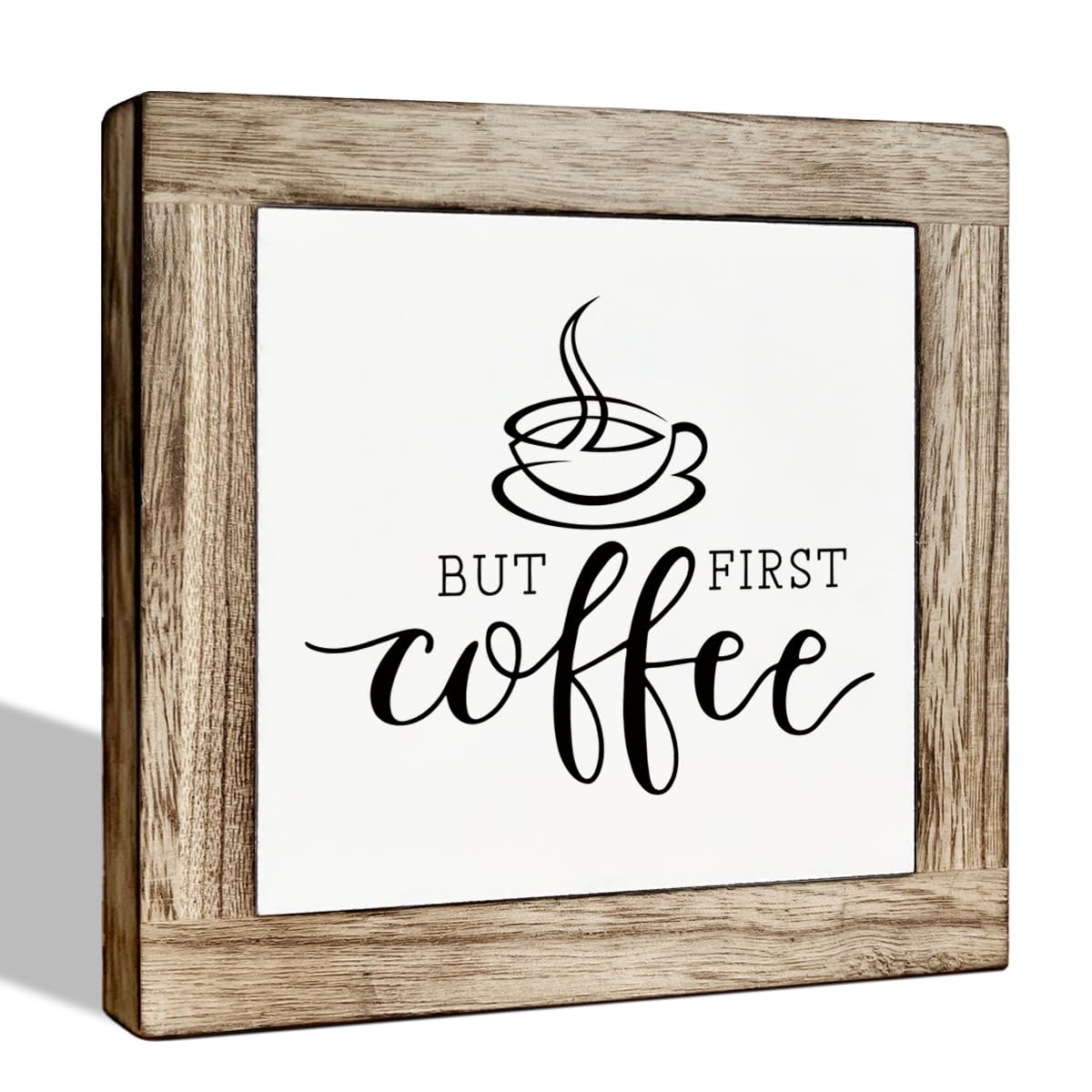 Funny Wooden Coffee Bar Decor Sign, Bar Decorations, in the Morning When Rise Give Me Jesus (and Coffee), Cafe Table Top Shelf Accessories, Cafe Signs Decor 5.9x5.9 Inches BST202