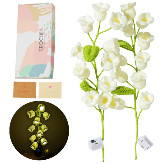 1PC Lily of The Valley Lamp Crochet Flowers Bouquet Light Gift for Women | Cute Night Light for Mother's Day, Wife, Girlfriend, Birthday, Perfect Home or Office Decor Battery Included BST220