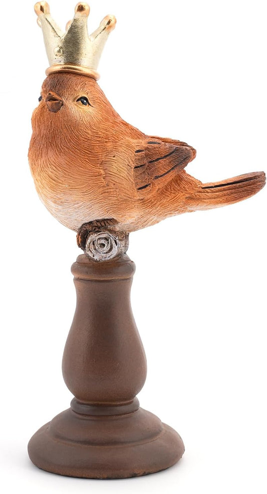 Artpaul Bird Figurines Home Decor Bird Statue with Gold Crown for Shelf Decor & Coffee Table Accents Bird Decorations for Home, Office, Living Room - Bird Gifts for Bird Lovers, Housewarming BST326H