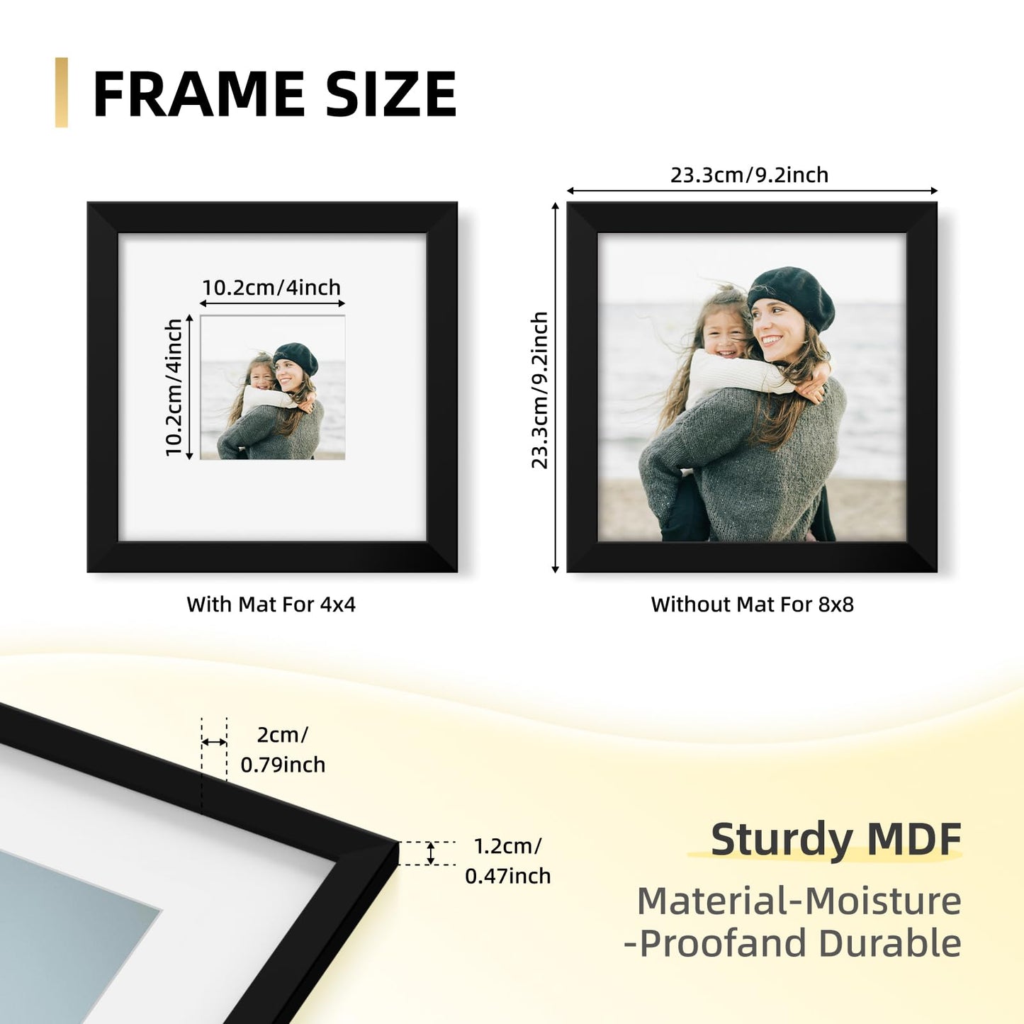 YESKAY 8x10 Picture Frame Set of 9, Display Pictures 5x7 with Mat or 8 x 10 Without Mat, Multi Photo Frames for Wall Mounting or Table Top Display, Blue BST326H