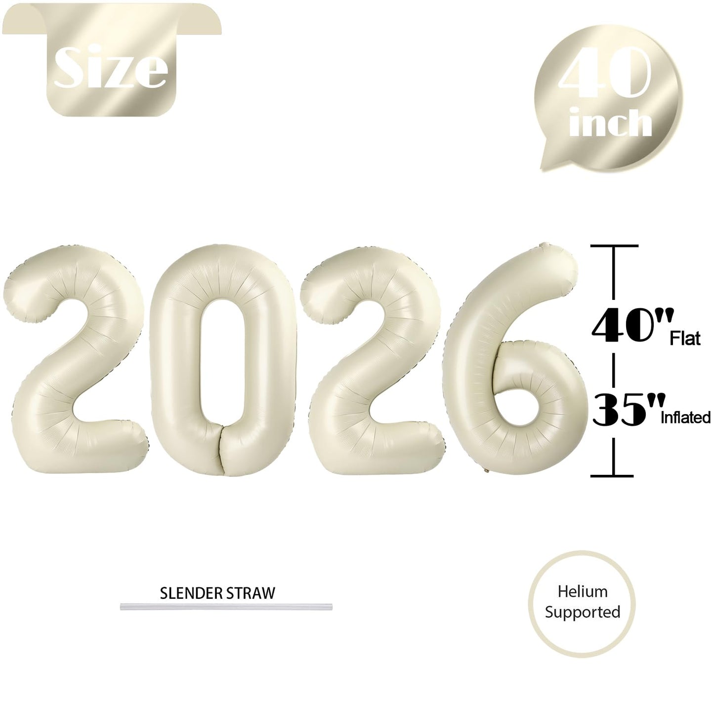 Light Brown 2026 Number Balloon, Light Brown Number Balloons 40 Inch, 2026 Balloon Birthday Decorations, 2026 Birthday Party Supplies, 2026 Graduation Party Favors, Class of 2026 Decorations BST326L