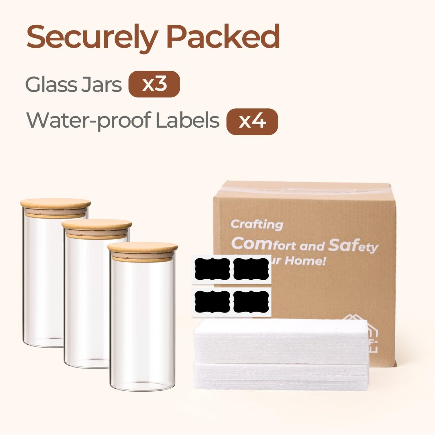ComSaf Glass Storage Containers With Lids 0.5 Qt, 6 Pack Small Glass Jars | Small Glass Containers, Spice Jar 15oz, Candy, Family Snack Storage, Coffee Bar Organization, Size For Subpackage, BPA Free BST220