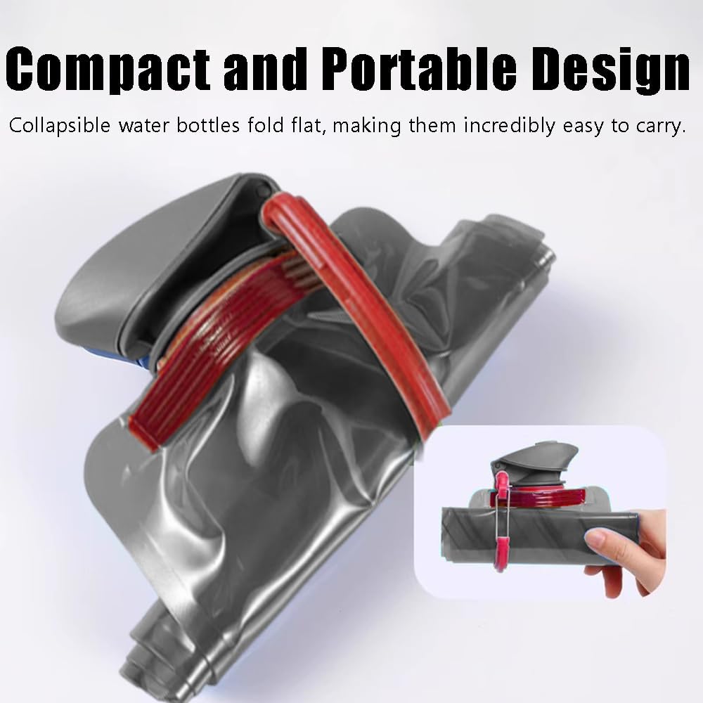OULIGET Collapsible Water Bottles,Compact Bottle Folds Flat with Carabiner | Flat Water Bottles for Outdoor Sports Camping Traveling Biking,2 Pieces BST326L