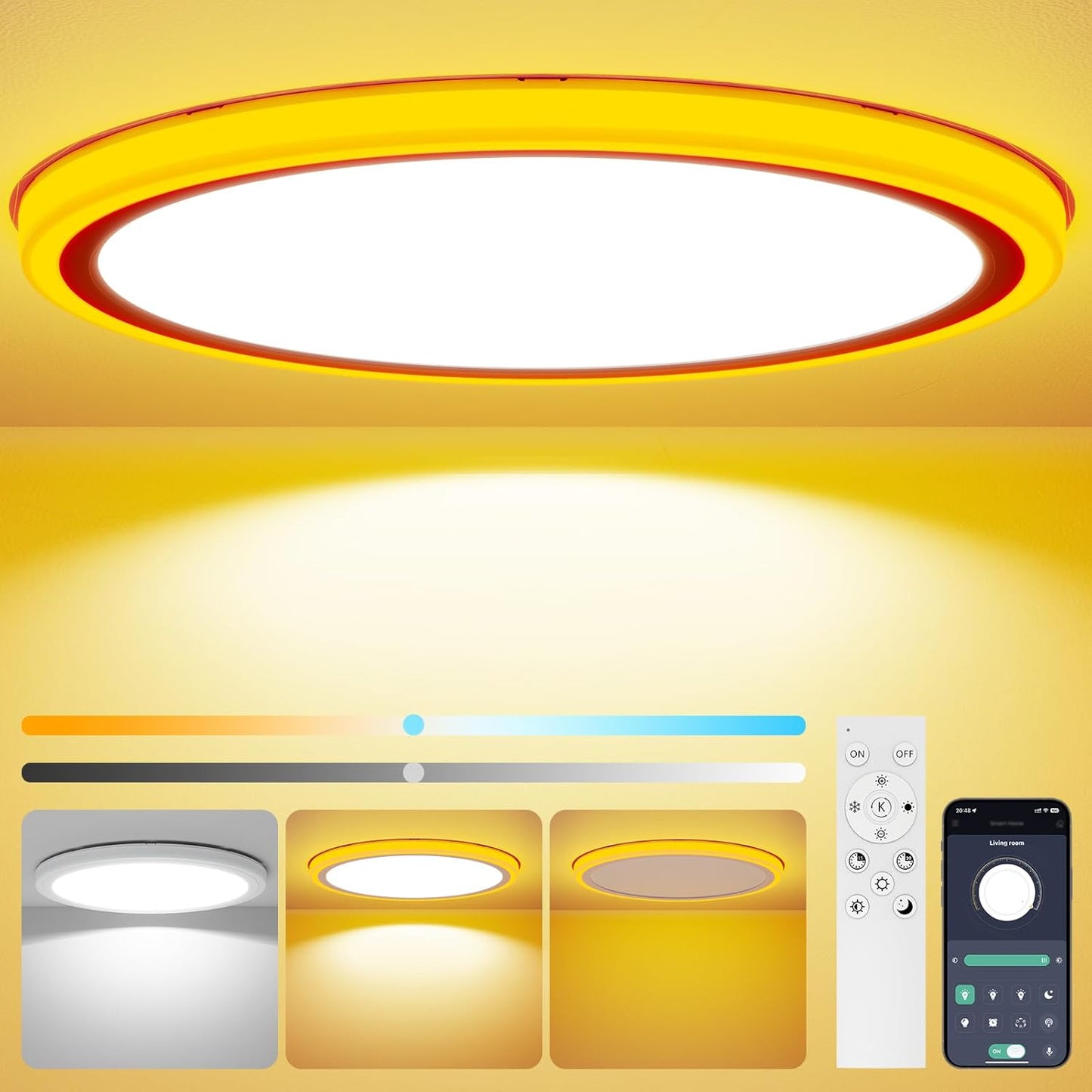 15.8 inch LED Flush Mount Ceiling Light with Night Light 32