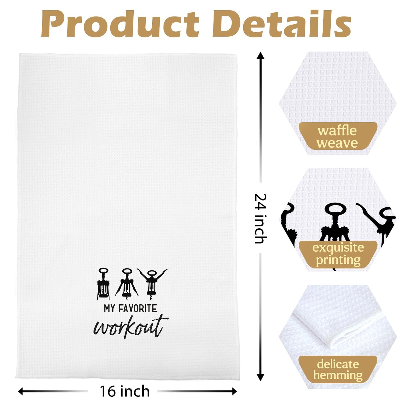 Funny Wine Kitchen Decor - Wine Gifts Waffle Dish Towels for Kitchen, Hostess Gifts Hand Towels, Housewarming Gift Tea Towel, 16x24 Inch BST220