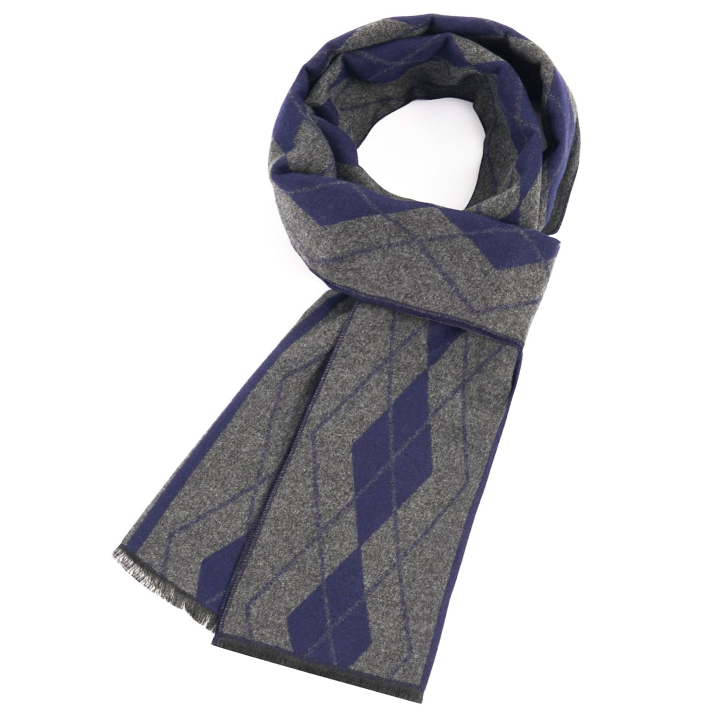Mens Winter Scarf Cashmere Feel Warm Scarves Long Plaid Tassel Scarf for Men WN420