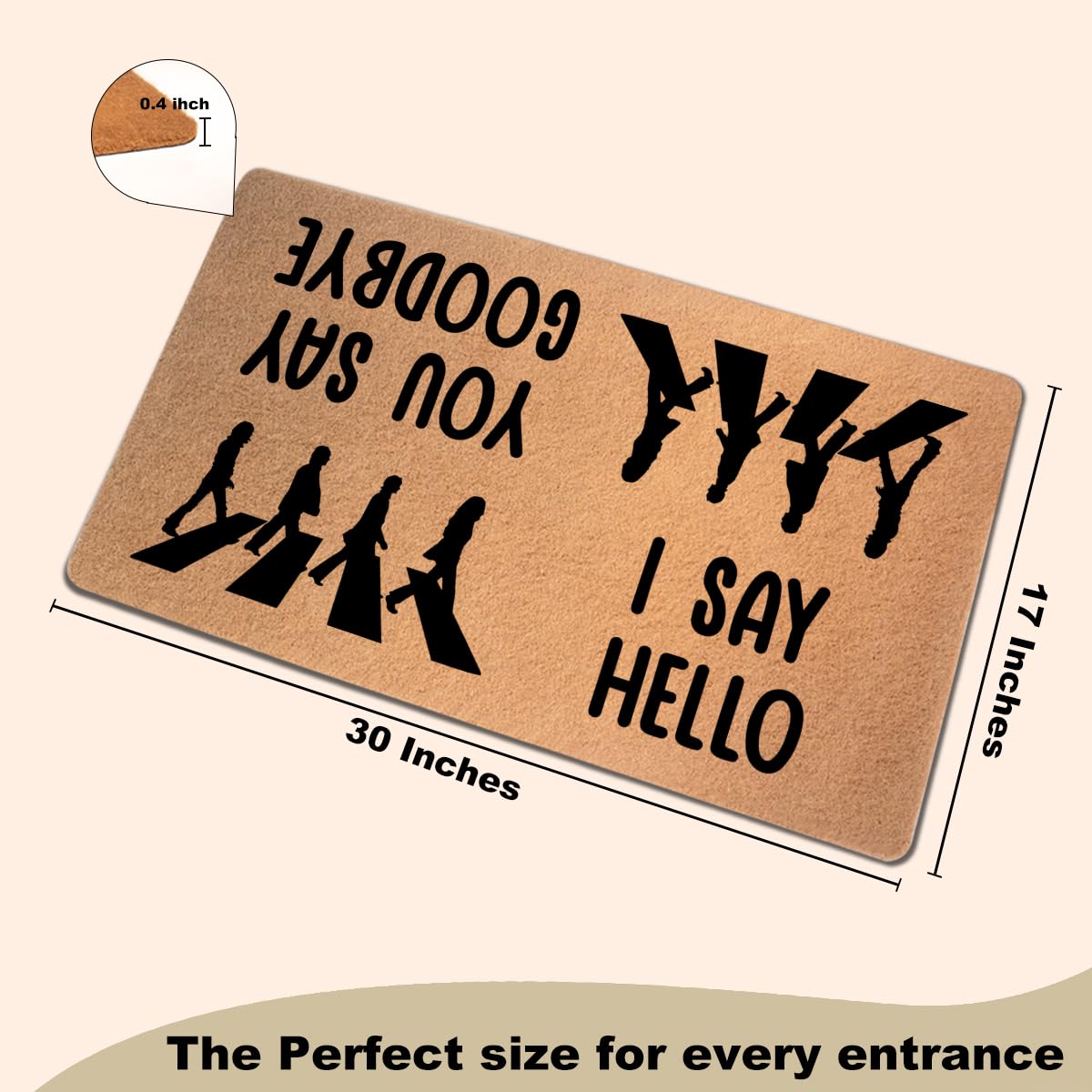 Funny Cat Door Mat 18x30 Inch, Faux Coco Coir Doormat with Non-Slip PVC Backing, Cats Printed Welcome Mat for Outdoor Indoor Entryway Porch Home Kitchen Patio, Cat Lover Gifts for Women Mom BST202