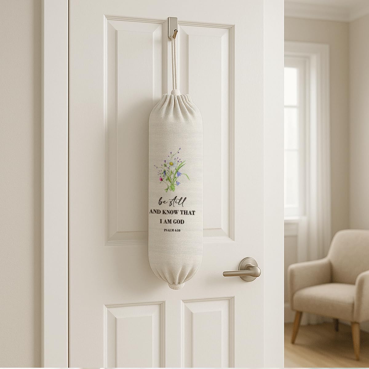 Plastic Bag Holder, The Way Page 16 Plastic Bag Holder Christian Decor, Reusable Hanging Trash Bags Dispenser, Christian Kitchen Gifts for Women Plastics Bags Holders with Bible Verse BST202