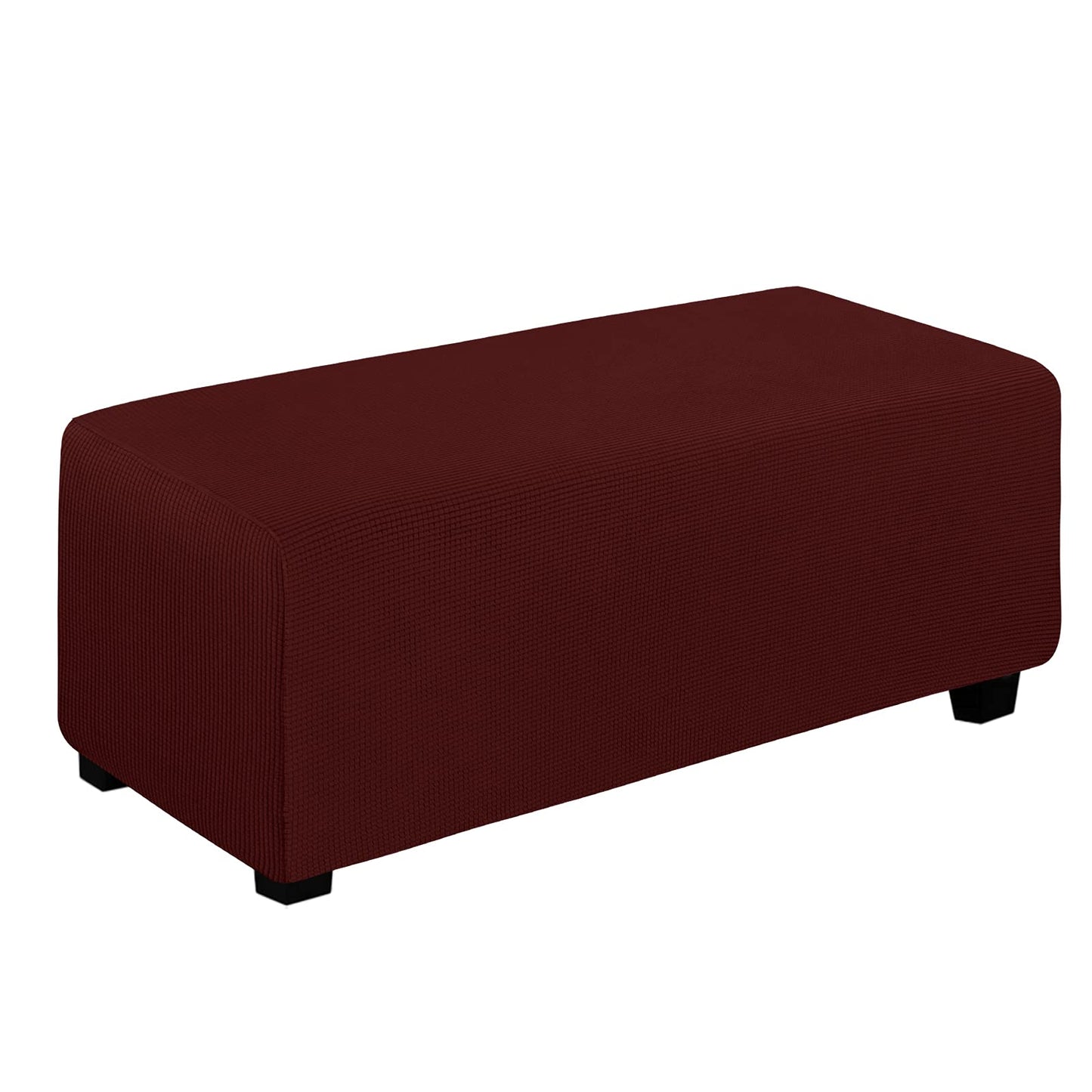 Easy-Going Stretch Square Ottoman Cover 15x15x15inch Dark Blue | Folding Storage Footstool cover Furniture Protector Soft Rectangle slipcover with Elastic Bottom BST202