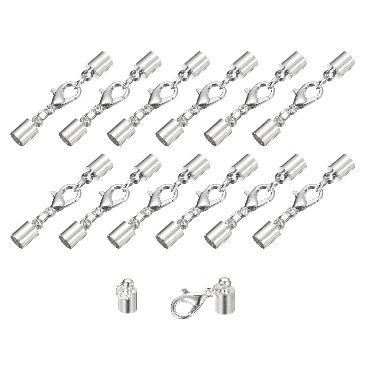 uxcell 20Sets Leather Cord End Caps with Lobster Claw Clasps Fit 4.5mm Cords, Barrel Terminators for DIY Making Leather Bracelets, Bronze Tone BST326L