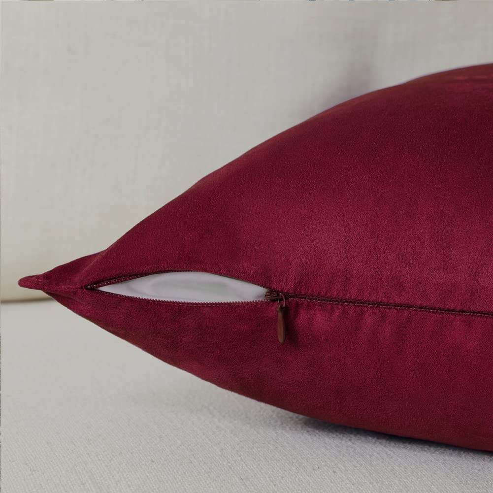 Fancy Homi 4 Packs Olive Green Decorative Throw Pillow Covers 18x18 inch, Super Soft Faux Suede Decor Square Pillow Covers 45x45 cm, Solid Cushion Cover for Couch Living Room Sofa Bedroom BST220
